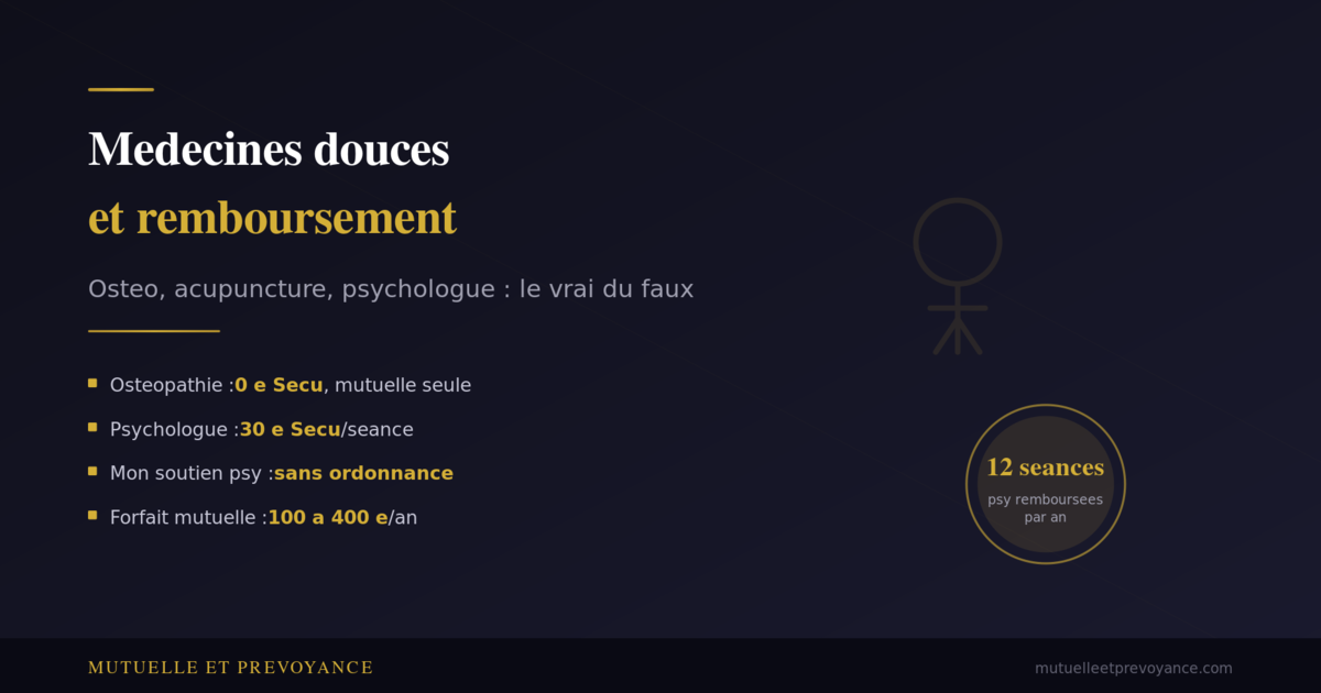 Remboursement medecines douces, osteopathie acupuncture et psychologue