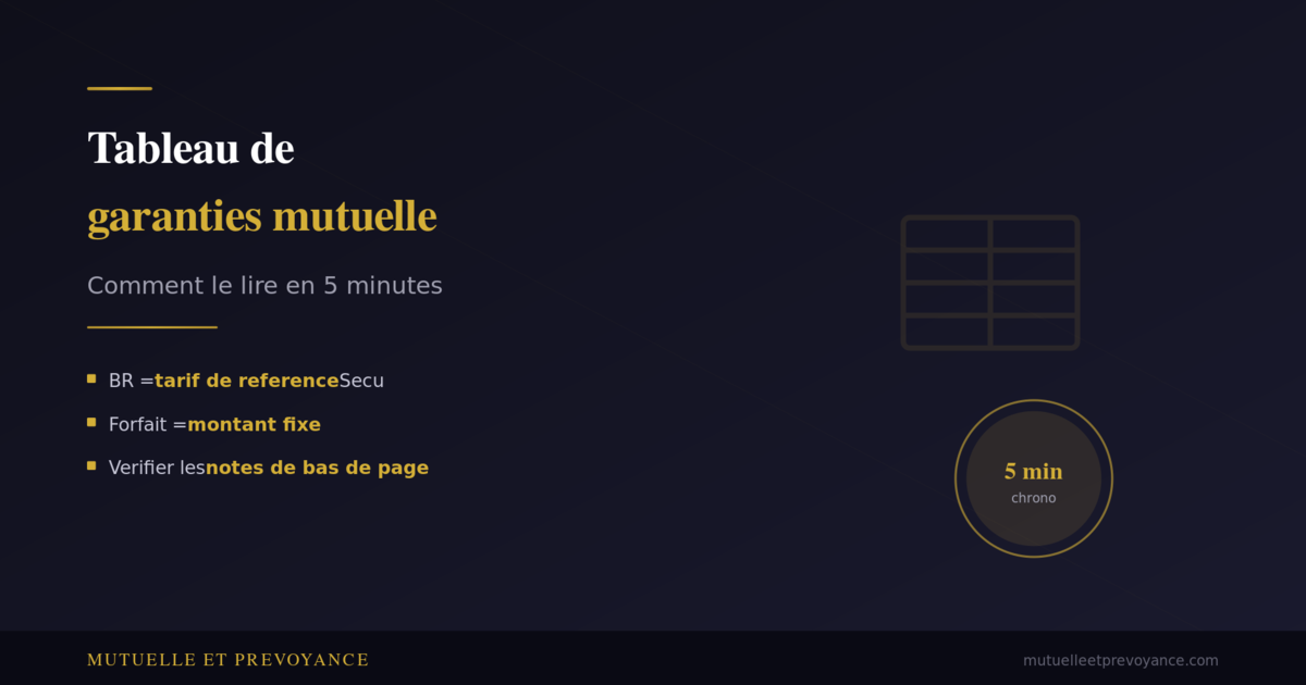 Tableau de garanties mutuelle, comment le lire en 5 minutes